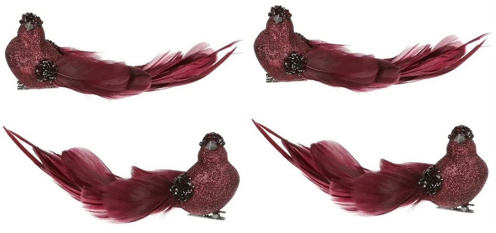 Súprava vtáčikov na klipe, fialová, 4 ks