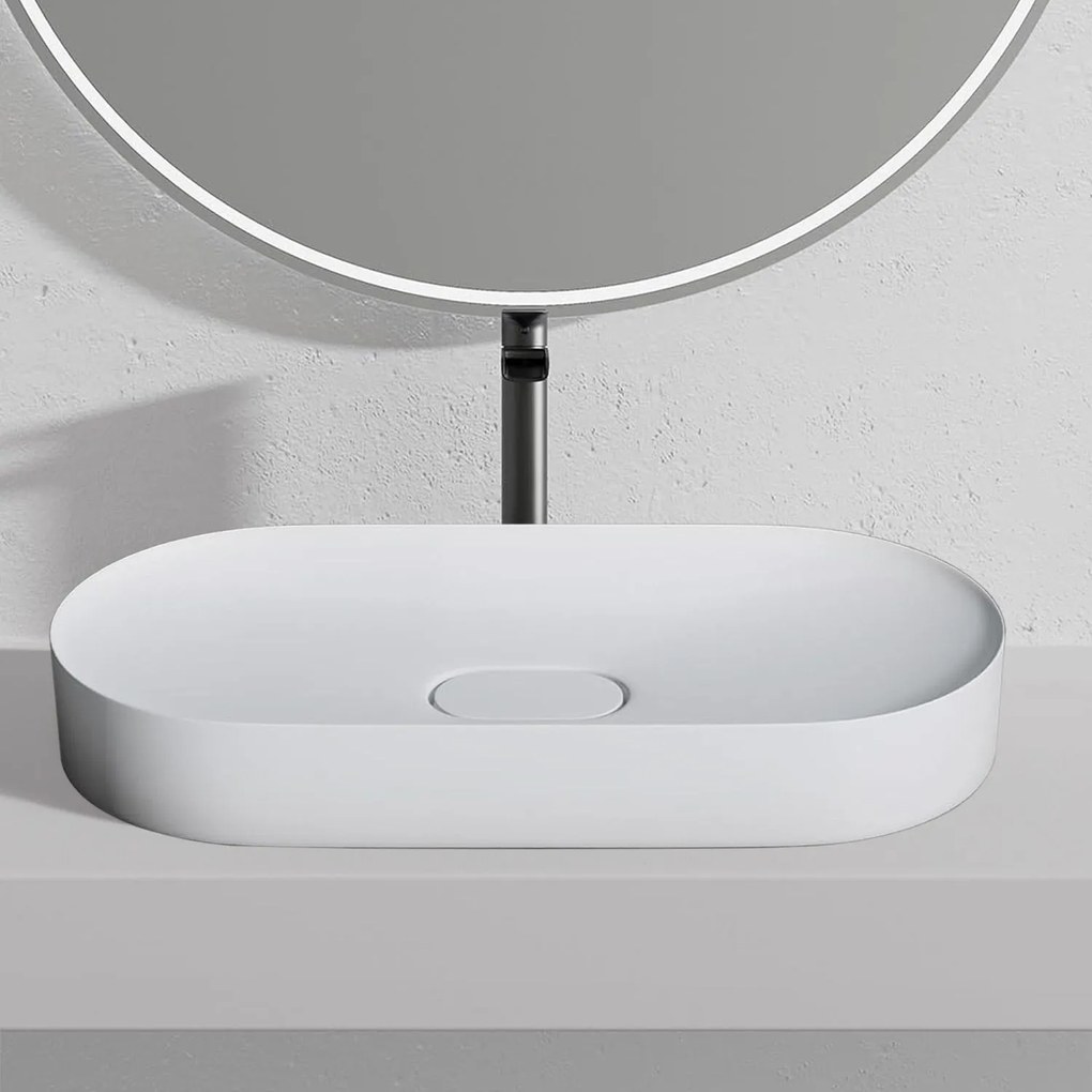 Rea iris, umývadlo na dosku z konglomerátu 700x355x105 mm, biela matná, REA-U4305