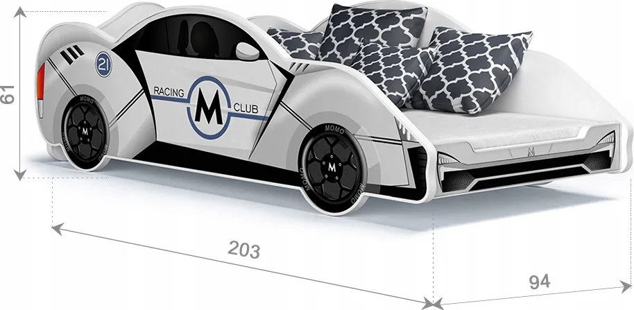 Detská posteľ auto STUART 180x90 cm - modrá (15)