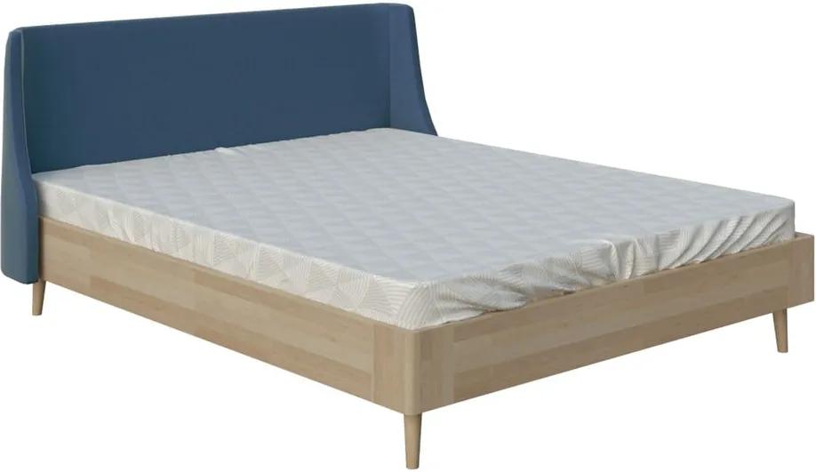 Modrá dvojlôžková posteľ PreSpánok Lagom Side Wood, 160 x 200 cm