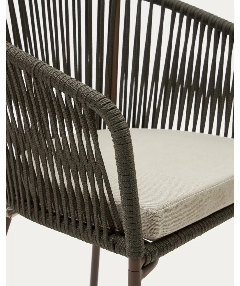 Zelená kovová/polstrovaná záhradná stolička Yanet – Kave Home