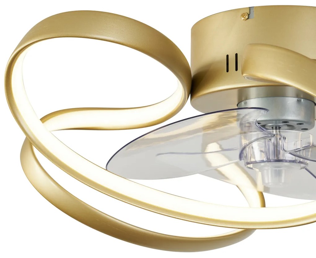 Stropný ventilátor mosadzný 55 cm vrátane LED stmievateľný s diaľkovým ovládaním - Mandy
