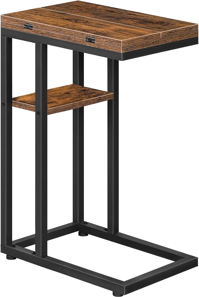 Rozkladací odkladací stolík Vasagle Bromy 26/52 cm hnedý/čierny