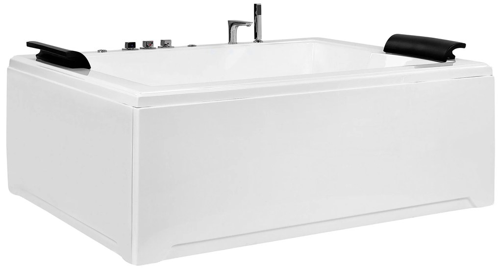 Vírivá vaňa s LED osvetlením 183 x 142 cm biela SALAMANCA Beliani