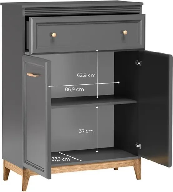 Moderná komoda ARLIN diamantovo sivá 92 cm