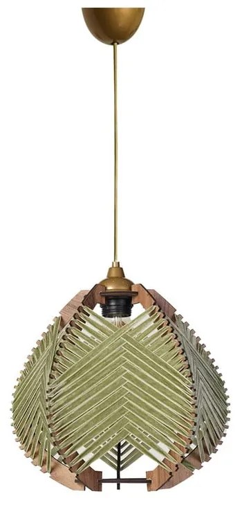 Závesné svietidlo v zeleno-prírodnej farbe s textilným tienidlom ø 25 cm – Opviq lights