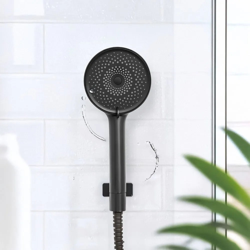Matne čierna plastová sprchová hlavica ø 12 cm Softwater – Wenko