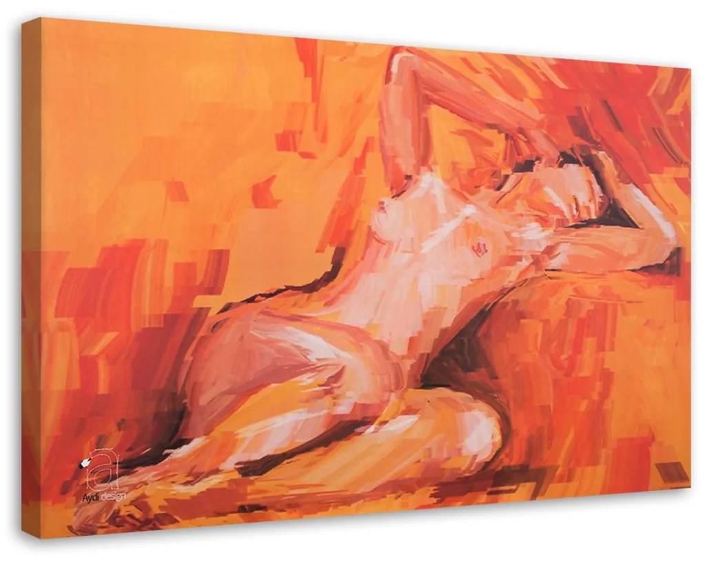 Obraz na plátně Nahá žena Orange - 100x70 cm