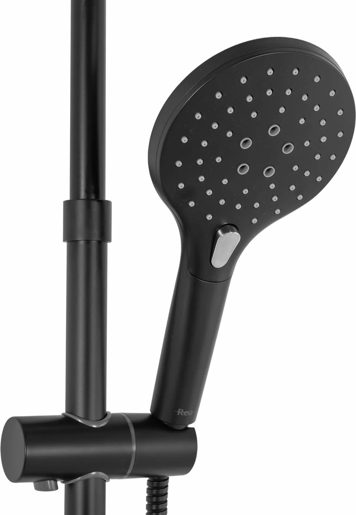 REA - Santos sprchový set s batériou 150mm,  čierna, REA-P8803