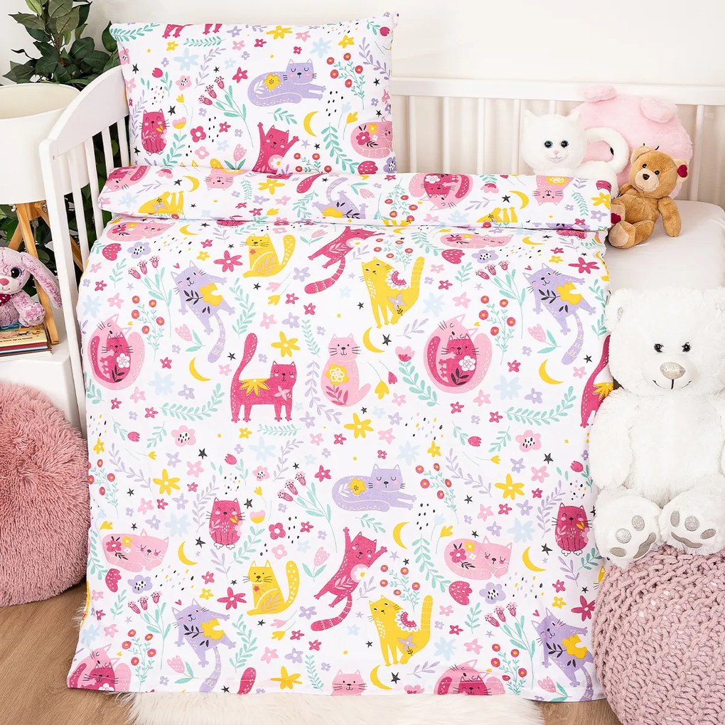 4Home Detské bavlnené obliečky do postieľky Playful Paws, 100 x 135 cm, 40 x 60 cm
