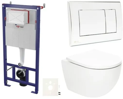 Závesný wc set SAT Fusion do ľahkých stien / predstenové vírové splachovanie SIKOSSTORFU21