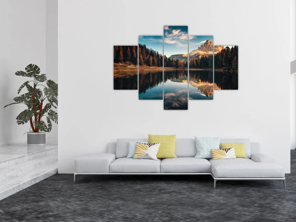 Obraz - Alpy, Taliansko, Dolomity, Lago Antorno (150x105 cm)