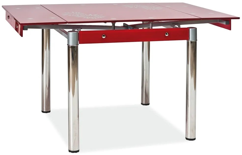 Jedálenský set GD-082 1+4 - chróm / tvrdené sklo / červená
