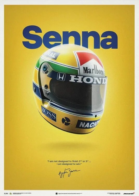 Umelecká tlač McLaren MP4/4 - Ayrton Senna - Helmet - San Marino GP - 1988 - Poster, Automobilist