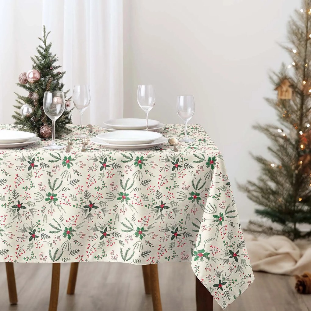 Goldea vianočný hranatý obrus valencia - lesné vetvičky 100 x 140 cm