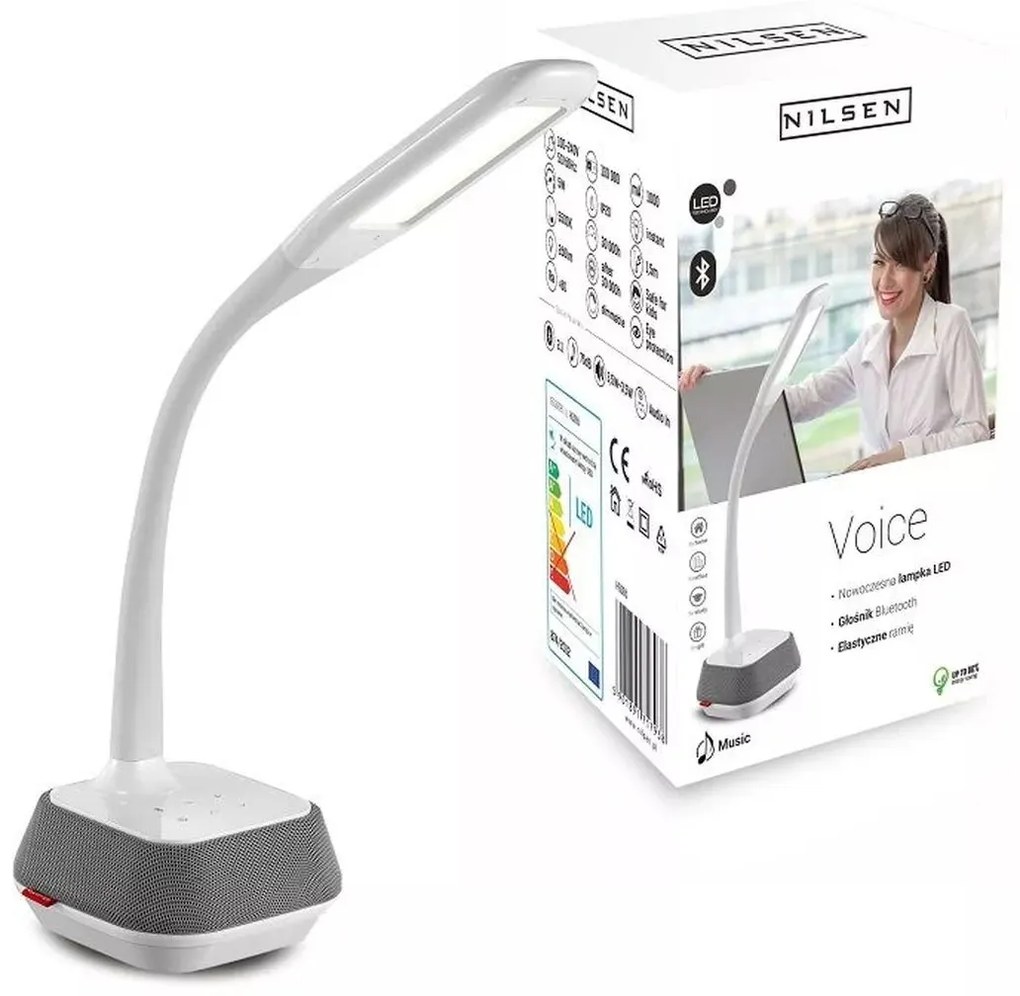 Kancelárska lampa s reproduktorom Voice Nilsen LED WHITE HG006 HG006