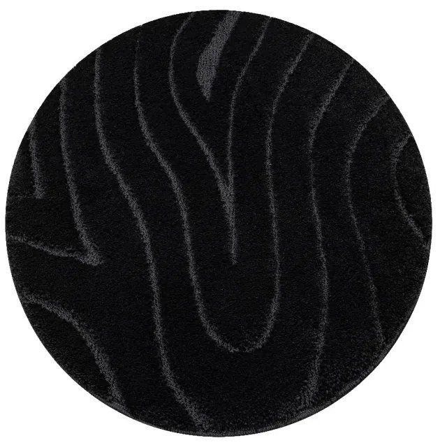 Kúpeľňový koberček SUPREME WAVES vlny, čierny kruh