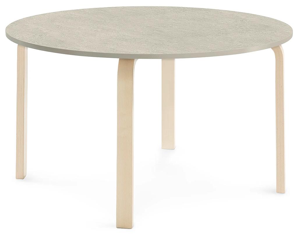 Stôl ELTON, Ø 1200x640 mm, linoleum - šedá, breza
