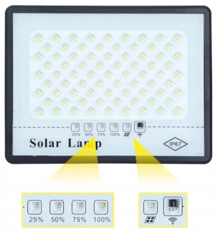 BERGE Solárne LED svietidlo DAKAR - 200W - PIR