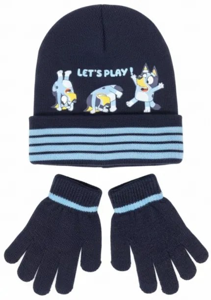 Sun City - Chlapčenský zimný set čiapky a rukavice Bluey - tm. modrý 52
