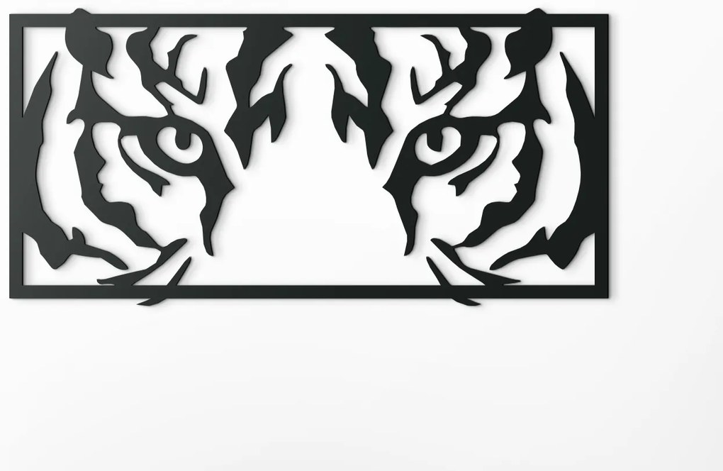 drevko 3D obraz na stenu Pohľad tigra Rozmer obrazu: 22 x 44,5 cm, Farba dekorácie: Čierna
