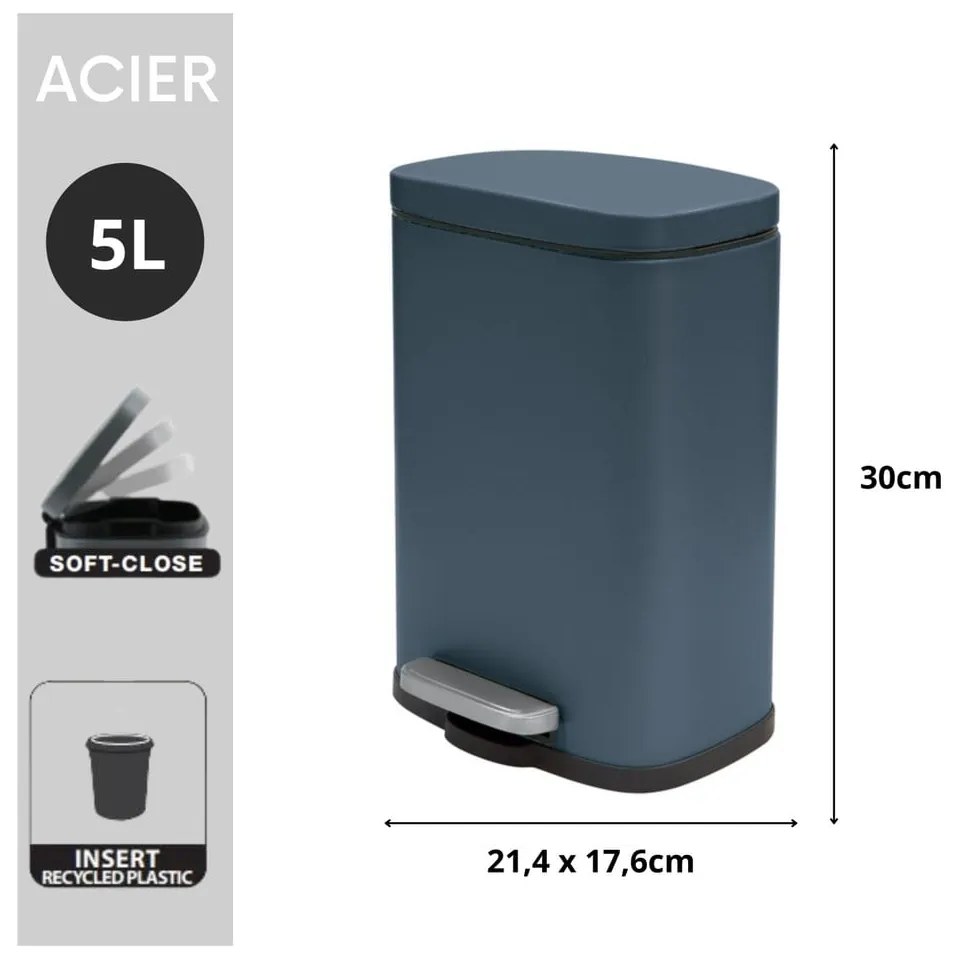 Nášľapný oceľový odpadkový kôš v petrolejovej farbe 5 l Akira – Spirella