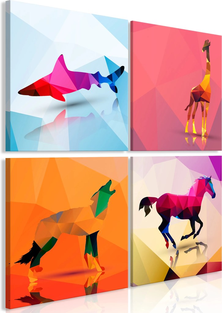 Obraz - Geometric Animals (4 Parts) 40x40