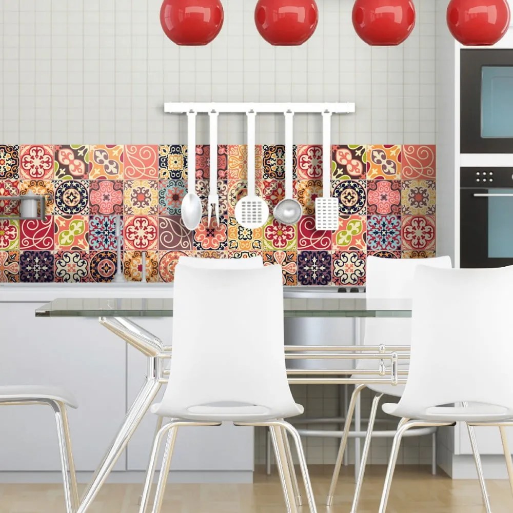 Sada 30 nástenných samolepiek Ambiance Cement Tiles La Valette, 10 × 10 cm