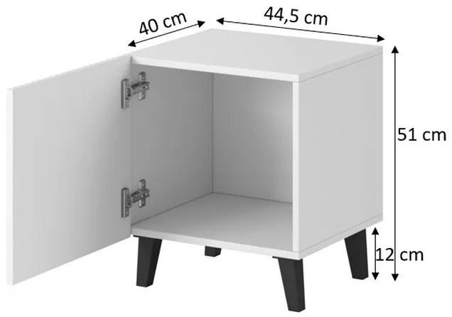 Nočný stolík Pafos 40 cm biely/čierny