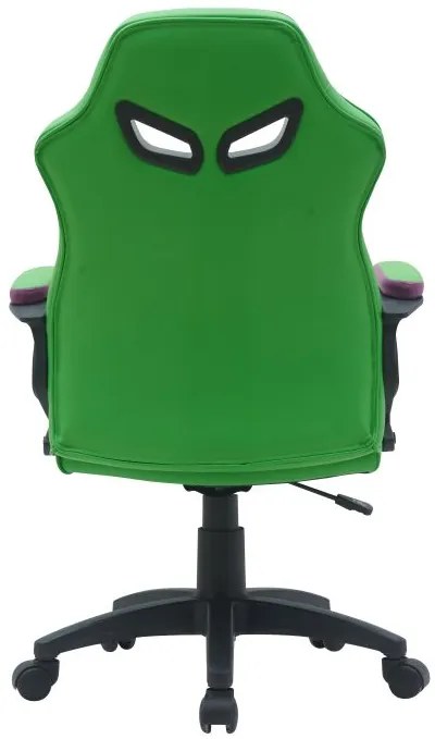 Ergonomická kancelárska stolička, zelená s fialovými prvkami