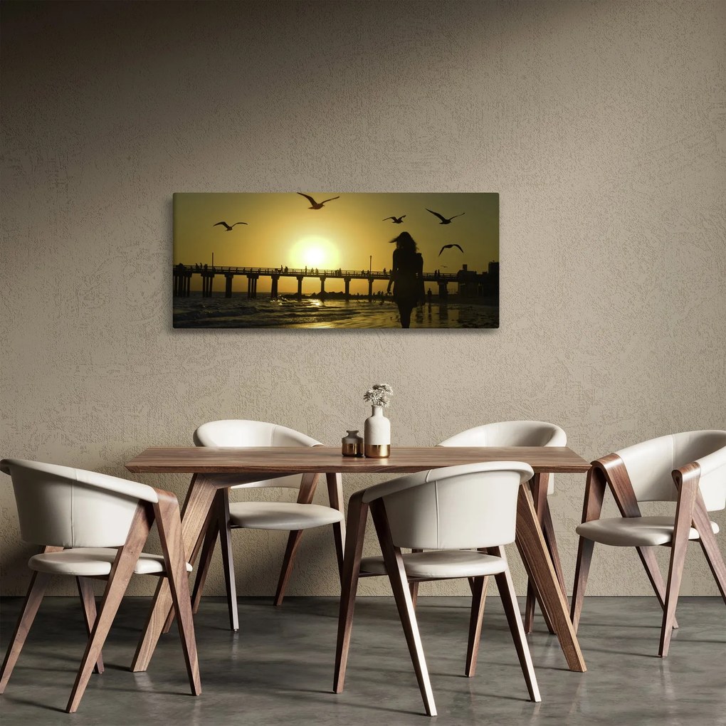 Obraz - Prechádzka po pláži (120x50 cm)