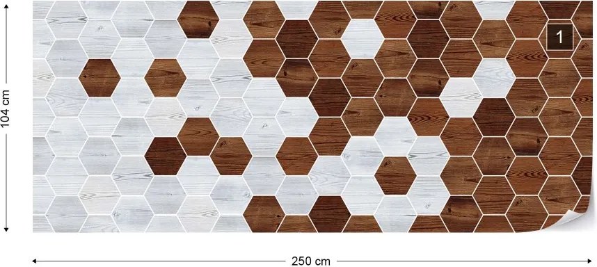 Fototapeta GLIX - 3D Wood Hexagonal  + lepidlo ZADARMO Vliesová tapeta  - 250x104 cm