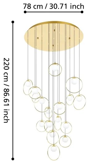 Eglo 390346 - LED Stmievateľný luster na lanku PORTOCOLOM 17xLED/3W/230V pr. 78 cm