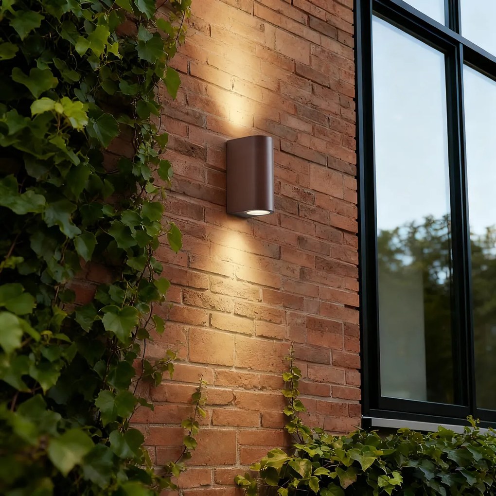 Vonkajšia nástenná lampa hrdzavohnedá plastová oválna 2-svetlá - Baleno