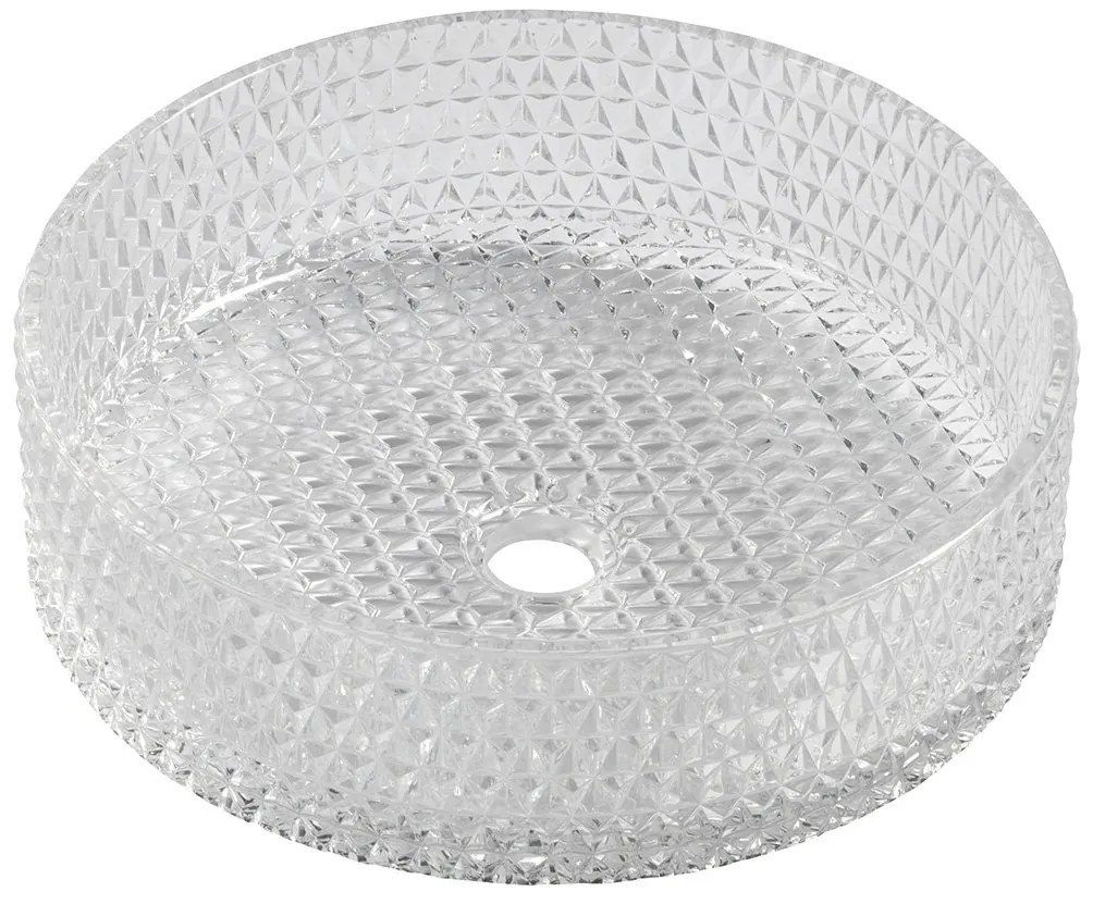 Sapho Sapho, MARAGUA gravírované sklenené umývadlo na dosku Ø 39,5 cm, číre sklo, TY214CL