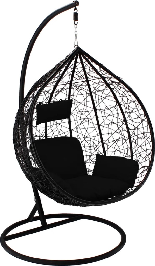 CH ČIERNA ZÁVESNÁ STOLIČKA, VANKÚŠ – ČIERNY, RÁM – ČIERNY 118X107XD68CM