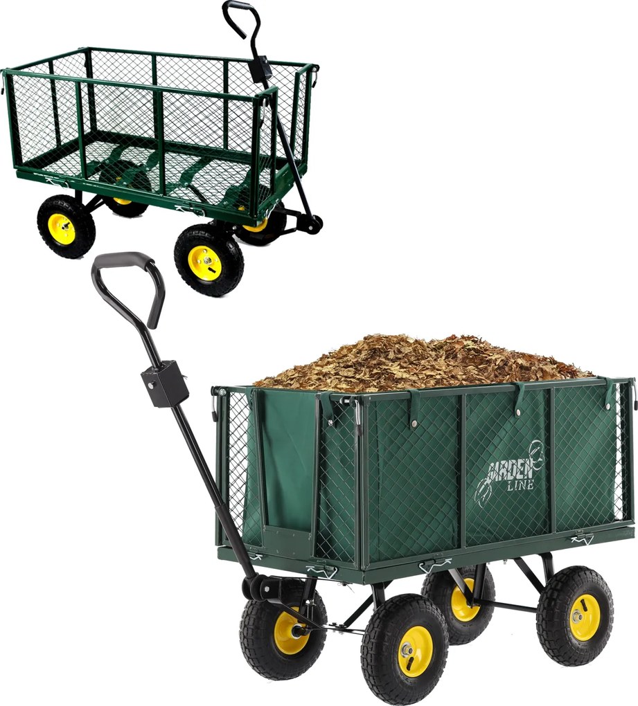CH Zelený záhradný vozík s odnímateľnými bočnicami Loca XL - 200l
