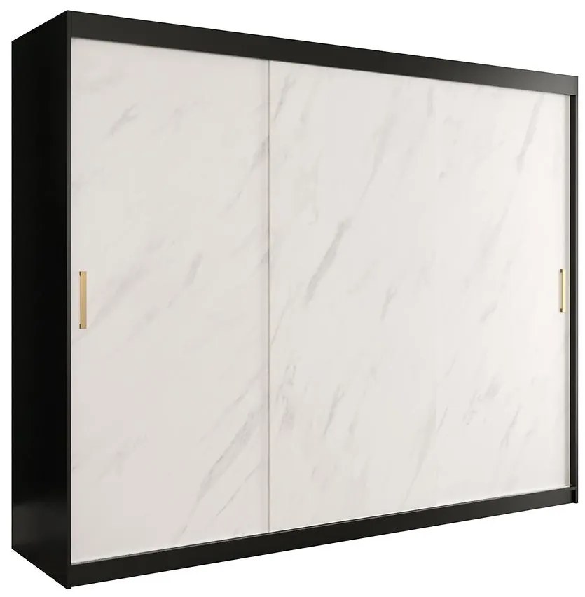 Skriňa Marmur T 250 čierna/mramor biely