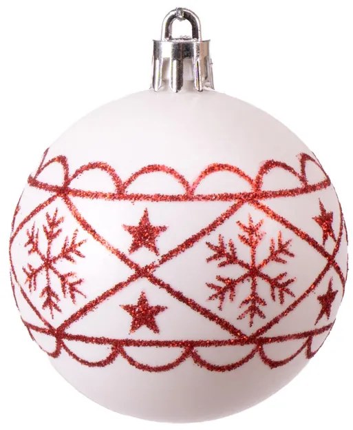 Sada vianočných závesných dekorácií SAPIN biela / červená (30 ks)