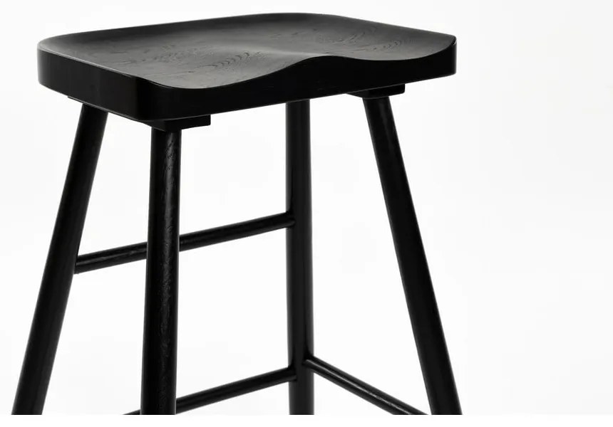Čierna barová stolička z dubového dreva 64 cm Vander – White Label