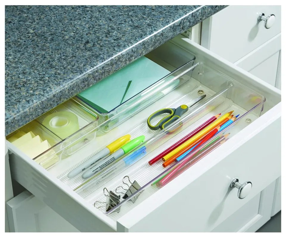 Priehľadný organizér s priehradkami iDesign Linus, 38 x 15 cm