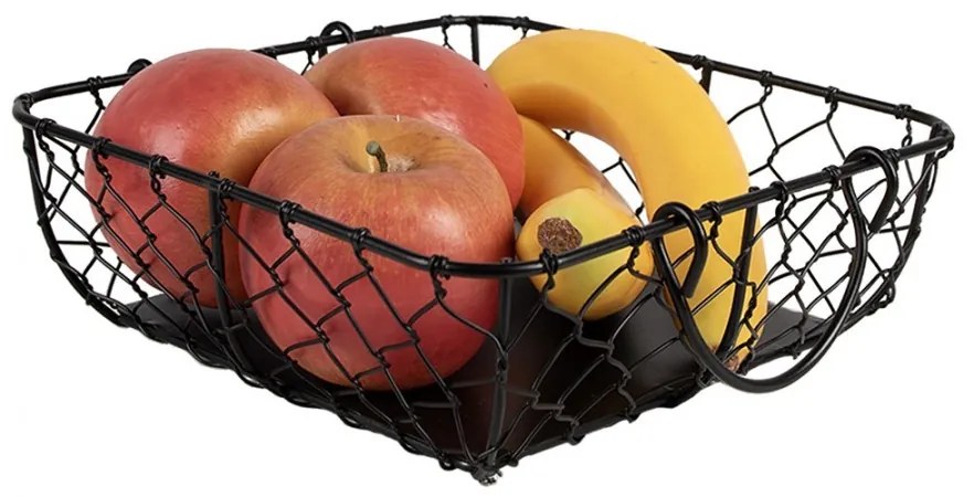 Čierny drôtený kovový úložný kôš - 23*23*7 cm