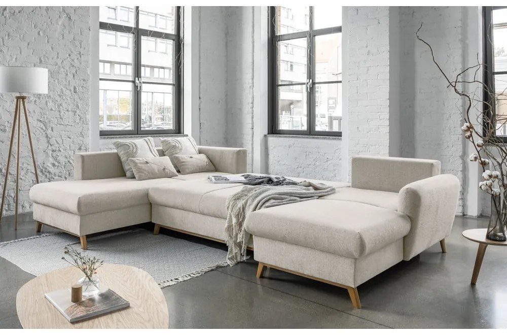 Béžová rozkladacia pohovka do "U" Miuform Scandic Lagom, ľavý roh