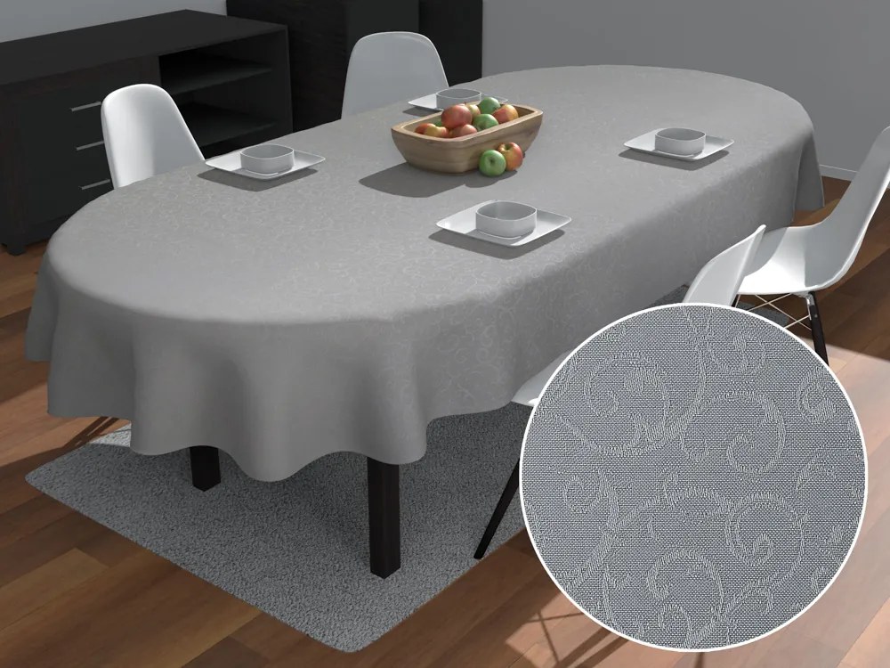 Biante Teflónový oválny obrus TF-086 Ornamenty na sivom 50x100 cm