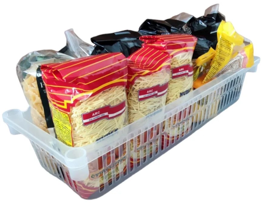 Úložný kôš, box a organizér extra hlboký 50 cm x 20 cm INVA, transparentný