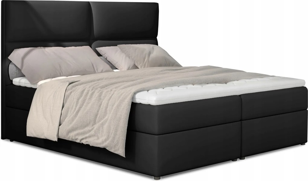 Manželská posteľ Boxspring 145 cm Alyce (čierna) (s matracmi)