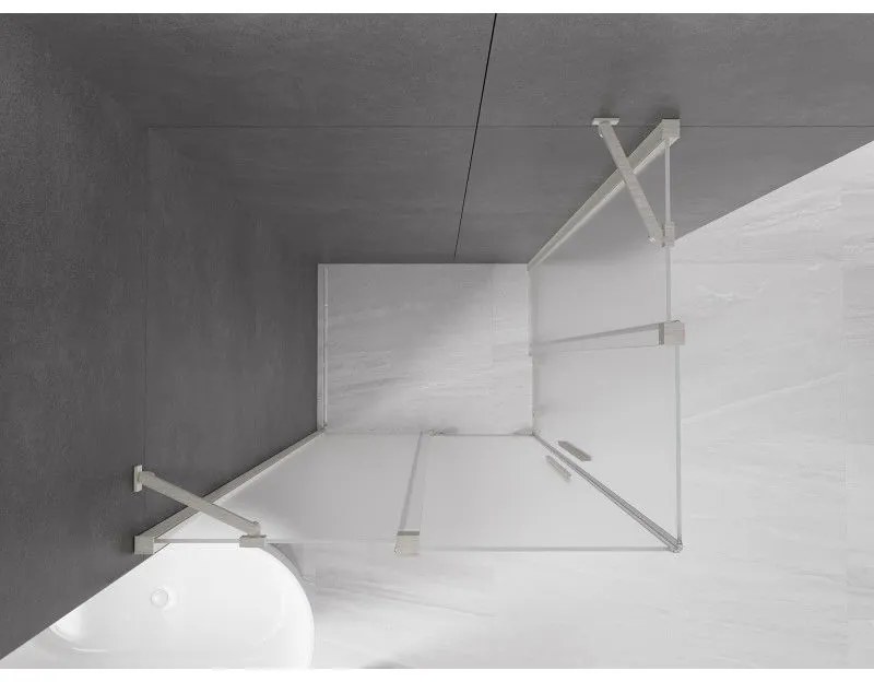 Mexen Velar Duo, sprchový kút s posuvnými dverami 90 x 80 cm, 8mm sklo námraza, brúsená oceľ, 871-090-080-32-97