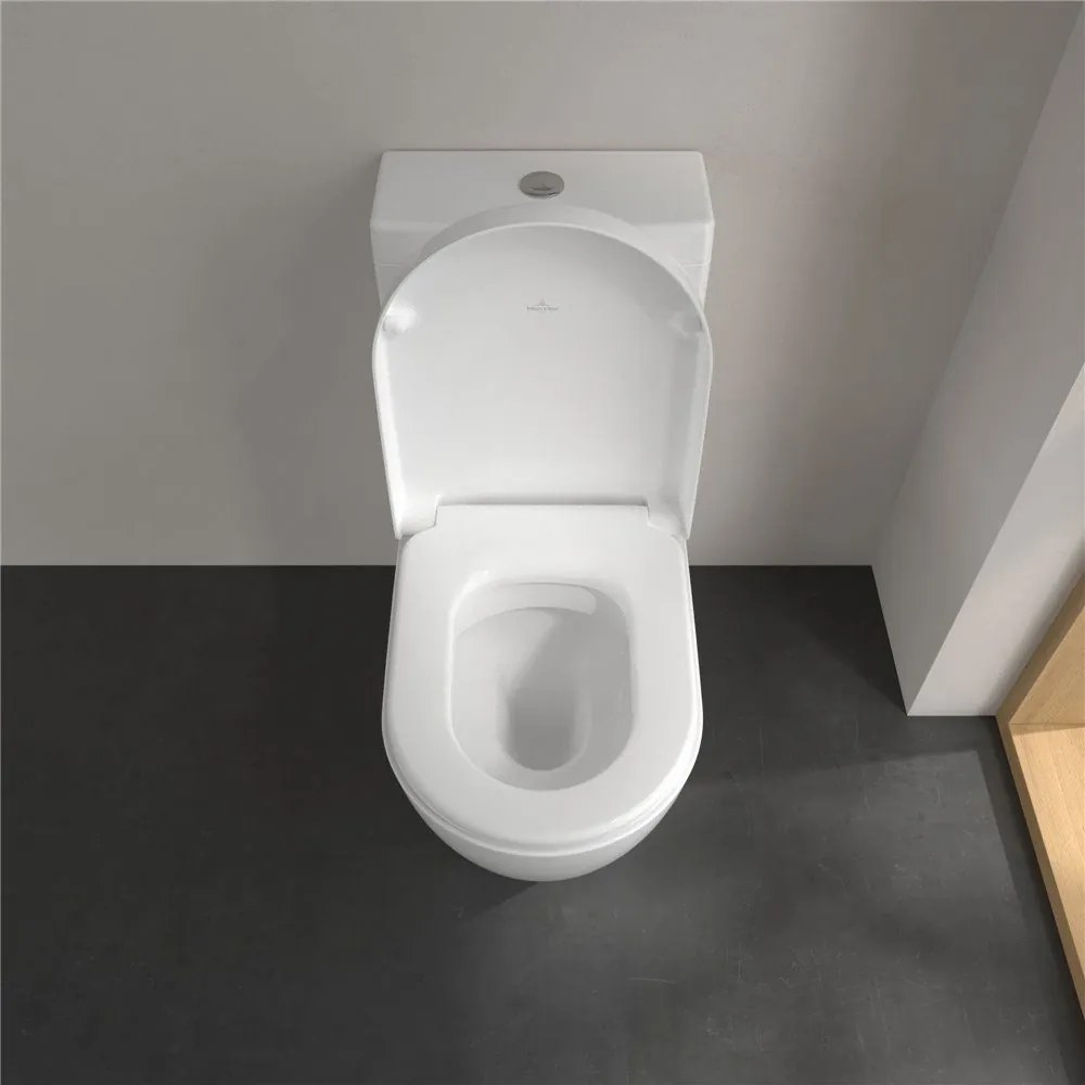 VILLEROY &amp; BOCH Subway 2.0 WC misa kombi s hlbokým splachovaním bez vnútorného okraja, zadný odpad, 370 x 700 mm, biela alpská, s povrchom CeramicPlus, 5617R0R1