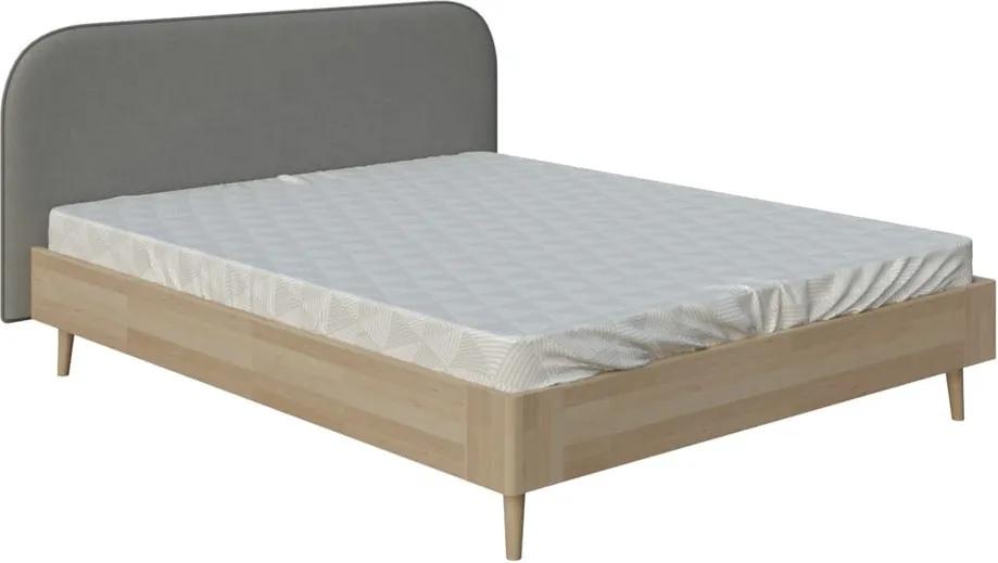 Sivá dvoulůžková postel PreSpánok Lagom Plain Wood, 140 x 200 cm