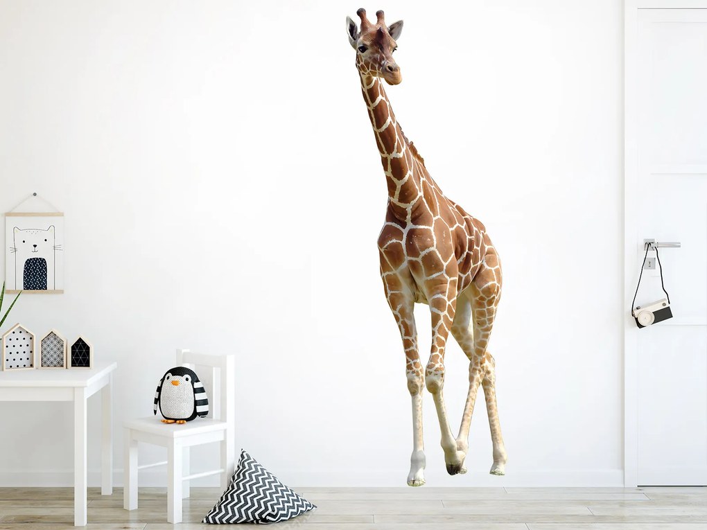 Žirafa textilní prelepiteľná nálepka na stenu 25 × 75 cm